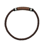 Brown Stainless Steel Leather Bracelet