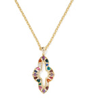 KENDRA SCOTT- Abbie Gold Crystal Long Pendant Necklace in Multi Mix