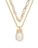 KENDRA SCOTT- Daphne Gold Bow Multi Strand Necklace in Iridescent Ivory Illusion