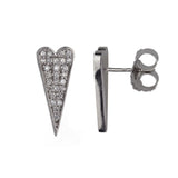 FRANCO P & SONS- Shining Heart Earrings in Silver and Diamonds