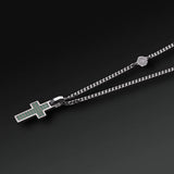 FRANCO P & SONS- Eternity Small Cross Necklace in Silver and Emeralds