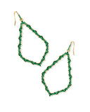 KENDRA SCOTT- Sophee Gold Open Frame Earrings in Green Crystal