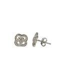 Sterling Silver CZ Pave Clover Stud Earrings