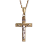 LUKA GOLD- 14kt Two Tone Cross with Christ Pendant