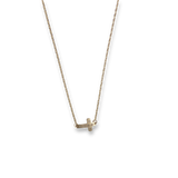 LUKA GOLD- Cable Chain with Small Sideways Cross Pendant