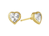 LUKA GOLD- 10kt Gold CZ Heart Screw Back Stud Earrings