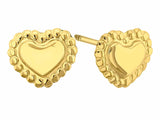 LUKA GOLD- 10kt Gold Heart Screw Back Stud Earrings w/Beaded Outline