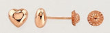 14kt Baby Puffed Heart Screw Back  Earrings- Rose Gold BBX4NSE8438R