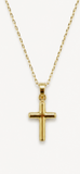 14kt Small High Polished Cross Necklace 16+1