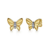 GABRIEL & CO- Butterfly- 14K Yellow Gold Diamond Butterfly Stud Earrings