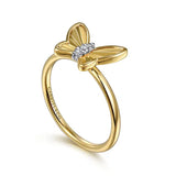 GABRIEL & CO- Butterfly - 14K Yellow Gold Diamond Cut Butterfly Ring