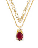 KENDRA SCOTT- Daphne Gold Bow Multi Strand Necklace in Dark Burgundy Illusion