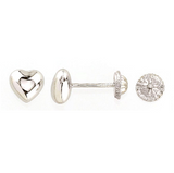 LUKA GOLD- 14 White Gold Baby Puffed Heart Screw Back Stud Earrings