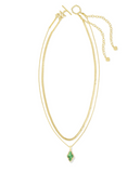 KENDRA SCOTT- Abbie Pave Framed Multi Strand Necklace in Gold Green Illusion