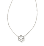 KENDRA SCOTT- Snowflake Pendant Necklace in Rhodium White Kyocera Opal