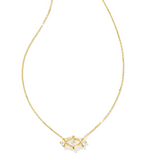 KENDRA SCOTT- Lindy Rae Short Pendant Necklace in Gold White Crystal