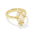 KENDRA SCOTT- Lindy Rae Cocktail Ring in Gold White Crystal