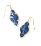 KENDRA SCOTT- Abbie Pave Frame Drop Earring in Gold Navy Abalone