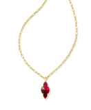 KENDRA SCOTT- Abbie Pave Framed Long Pendant Necklace in Gold Cranberry Illusion