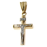 LUKA GOLD- 14kt Two Tone Cross with Christ Pendant