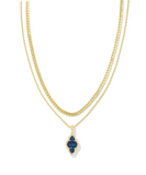 KENDRA SCOTT- Abbie Pave Framed Multi Strand Necklace in Gold Navy Abalone