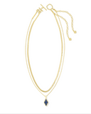 KENDRA SCOTT- Abbie Pave Framed Multi Strand Necklace in Gold Navy Abalone