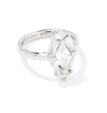 KENDRA SCOTT- Lindy Rae Cocktail Ring in Rhodium White Crystal