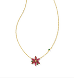 KENDRA SCOTT- Poinsettia Pendant Necklace in Gold Red Mix