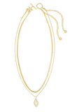 KENDRA SCOTT- Abbie Pave Frame Multi Strand Necklace in Gold Ivory Mother of Pearl