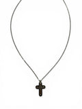 316L Necklace Cross with Black IP, black crystals 18+2" SS-TF-TP441