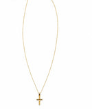 14kt Small High Polished Cross Necklace 16+1" G-HM-STP14018+C