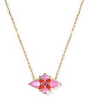 KENDRA SCOTT- Abbie Gold Crystal pendant Necklace in Pink Mix