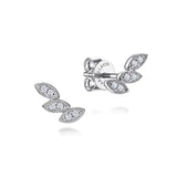 GABRIEL & CO- Floral - 14K White Gold Diamond Leaf Shape Stud Earrings D.09TW