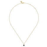 GABRIEL & CO- Floral- 14k Yellow Gold Diamond and Sapphire Flower Pendant Necklace