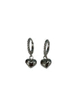 .925 Sterling Silver Beaded Huggie with Heart Drop Charm S-BA-HAE0421