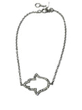 .925 Sterling Silver Open Crystal Hamsa Bracelet