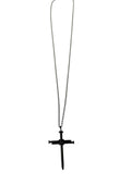 .925 Sterling Silver Nail Cross Necklace in Black