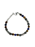 Tiger Eye + Grey Labradorite + Lapis Beaded Bracelet