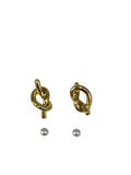 Gold Plated Love Knot and Pearl Stud Earring Set