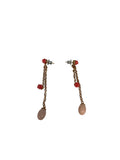 REBECCA- Bronze with coral stone drop earrings