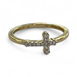 14K Yellow Gold and Diamond Cross Ring D.10TW
