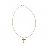 14K Yellow Gold and Diamond Angel Wing Cross Pendant Necklace D.14TW