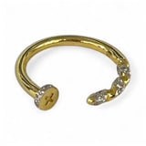 14K Yellow Gold and Diamond Screw Open Ring