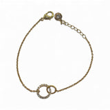REBECCA- Bronze Single Chain Link Bracelet with White Stones