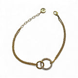REBECCA- Bronze Double Chain Link Bracelet with White Stones