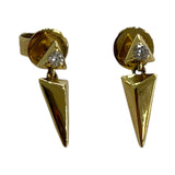 14kt Yellow Gold and Diamond Triangle Drop Stud Earring D.05TW