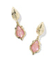 KENDRA SCOTT- Adriana Scalloped Frame Huggie Earring in Gold Light Pink Iridescent Abalone