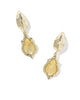 KENDRA SCOTT- Adriana Gold Scallop Frame Huggie Earrings in Yellow Iridescent Abalone