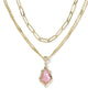 KENDRA SCOTT- Adriana Scallop Frame Multi Strand Necklace in Gold Light Pink Iridescent Abalone