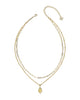 KENDRA SCOTT- Adriana Scallop Frame Multi Strand Necklace in Gold Yellow Iridescent Abalone
